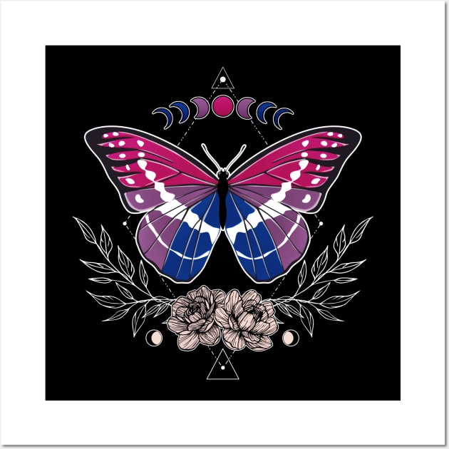 Bisexual Butterfly LGBT Pride Flag Wall Art by Psitta